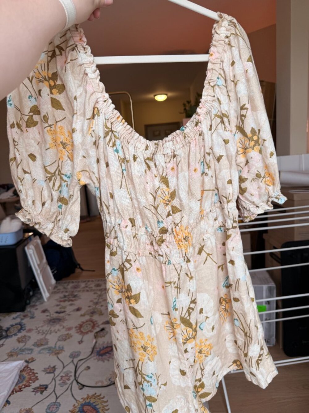 Spartina 449 Audrey Romper - Linen Floral, Size XL